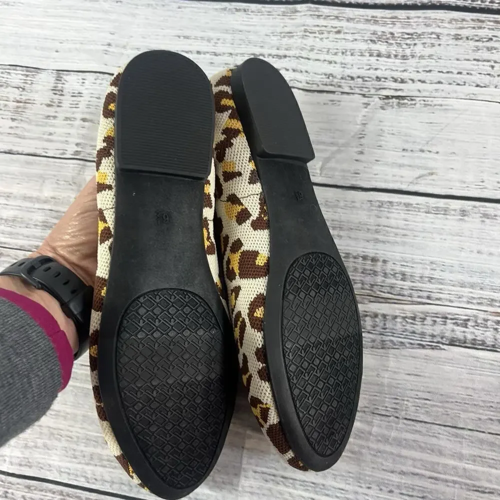 See Havan Loafers Flats Shoes sz 6.5 Brown Gold Cheetah Leopard Stretch Comfort